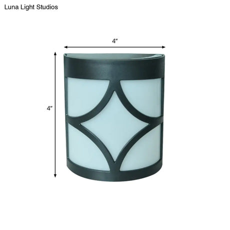 Retro Semi-Cylinder Flush Wall Sconce With Rhombus/Rectangle/Trellis Cage - Black