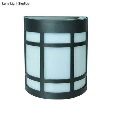 Retro Semi-Cylinder Flush Wall Sconce With Rhombus/Rectangle/Trellis Cage - Black