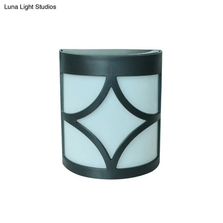 Retro Semi-Cylinder Flush Wall Sconce With Rhombus/Rectangle/Trellis Cage - Black