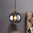 Retro Smoke Grey Glass Brass Pendant Light Fixture With Dome Shade Gray