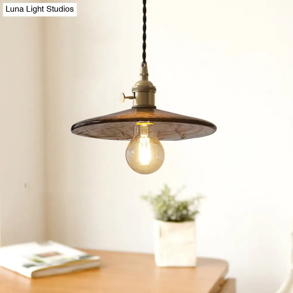 Amber Glass Retro Style Flared Pendant Ceiling Light - Restaurant Lighting