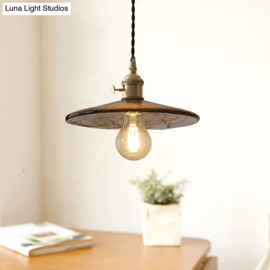 Amber Glass Retro Style Flared Pendant Ceiling Light - Restaurant Lighting