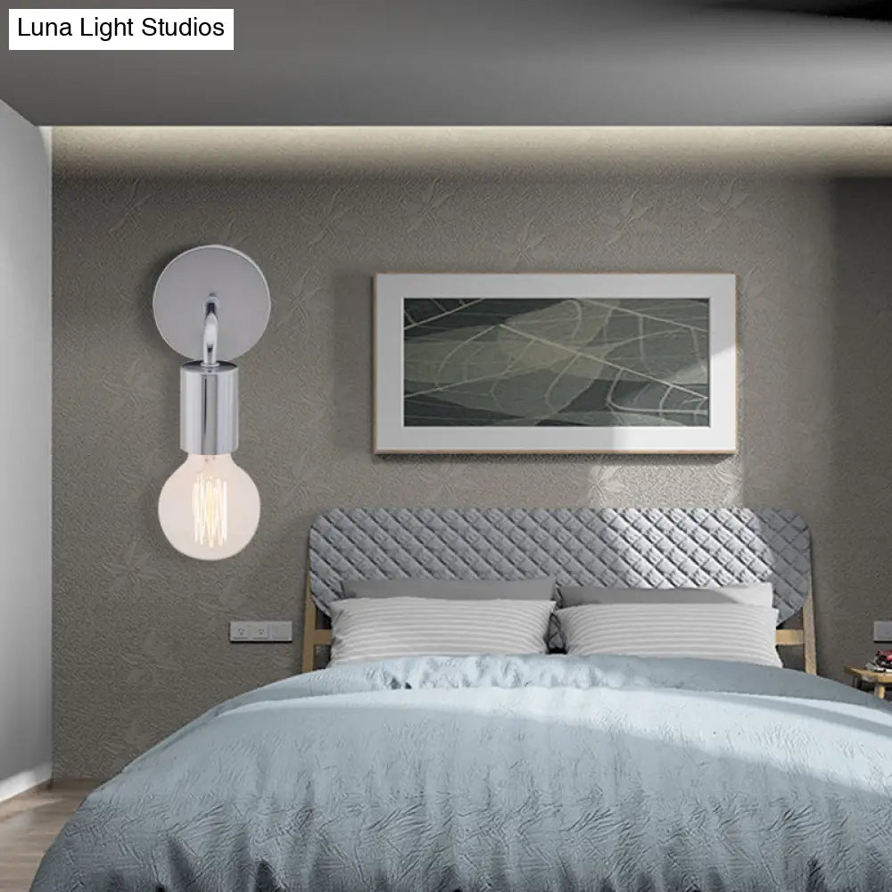 Retro Style Angled Bedroom Wall Sconce Lamp - Metallic 1 Bulb White/Chrome Finish