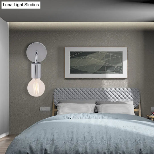 Retro Style Angled Bedroom Wall Sconce Lamp - Metallic 1 Bulb White/Chrome Finish