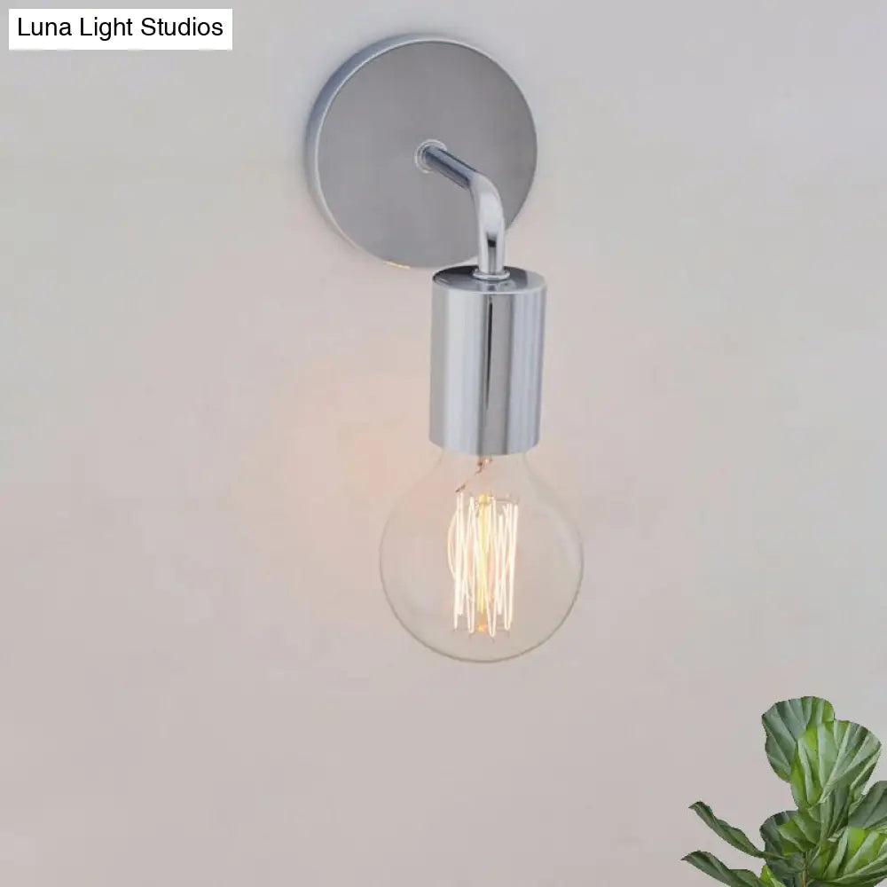 Retro Style Angled Bedroom Wall Sconce Lamp - Metallic 1 Bulb White/Chrome Finish