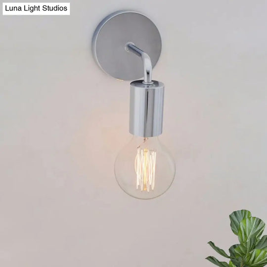 Retro Style Angled Bedroom Wall Sconce Lamp - Metallic 1 Bulb White/Chrome Finish
