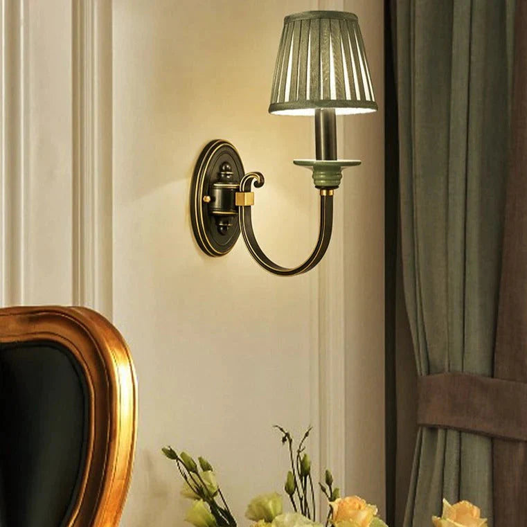 Retro-Stil Schlafzimmer Nachttischlampe Vollkupfer Wandleuchte 