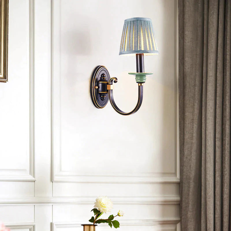 Retro-Stil Schlafzimmer Nachttischlampe Vollkupfer Wandleuchte 