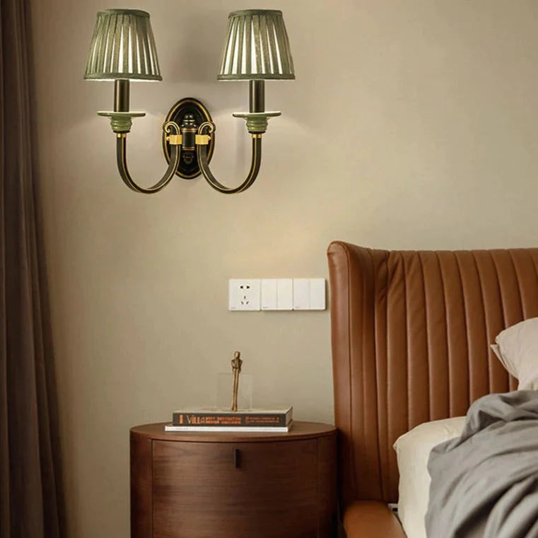 Retro-Stil Schlafzimmer Nachttischlampe Vollkupfer Wandleuchte 