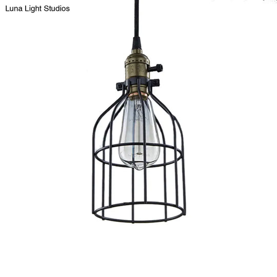 Retro Birdcage Hanging Pendant Light In Black - Coffee Shop Accent