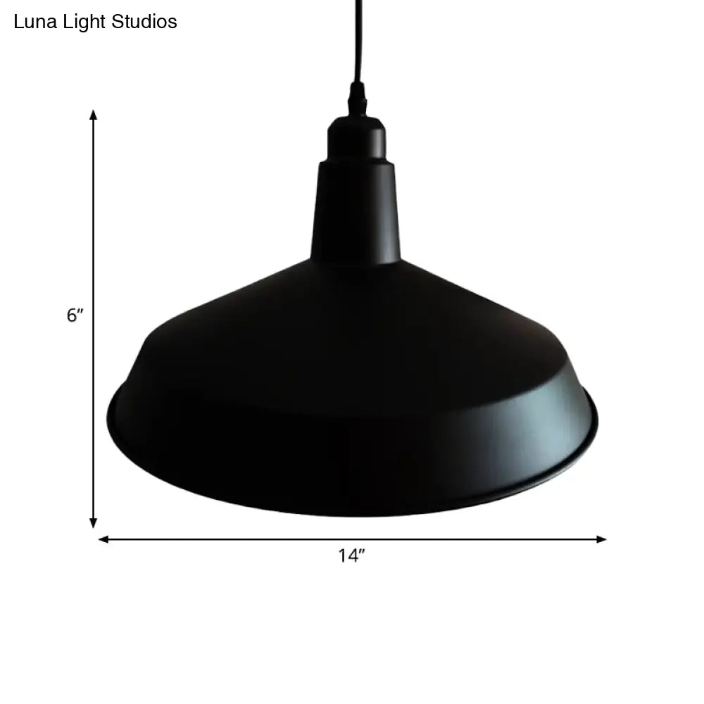 Retro Style Black Barn Pendant Light With Adjustable Cord - Metal Finish 1-Light Hanging Fixture