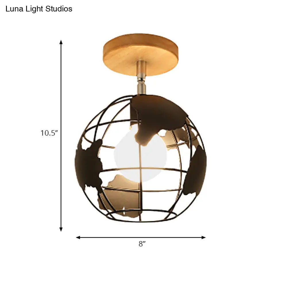 Retro Style Black/White Ceiling Light With Rotatable Semi Flush Mount