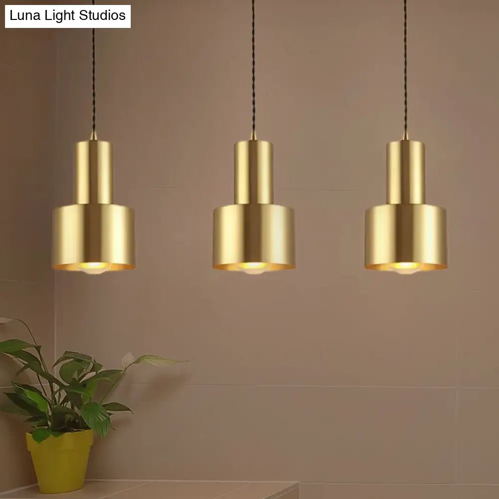 Retro Style Brass Drum Pendant Light - Metal Ceiling Lamp For Living Room