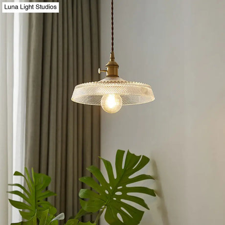 Retro Style Clear Glass Pendant Light For Restaurants With Single Head Suspension