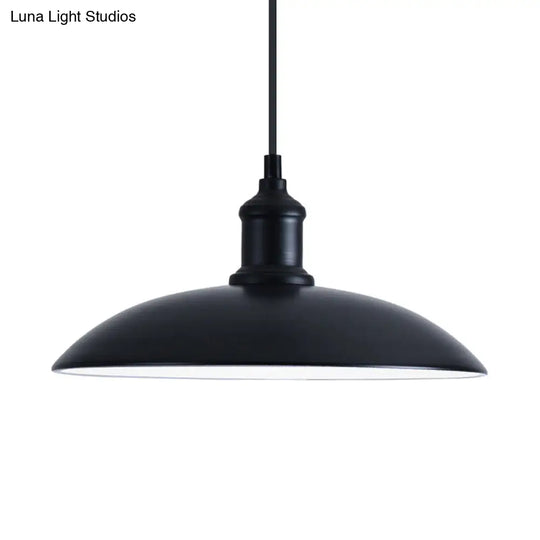 Retro Style Farmhouse Pendant Light: 13’/16’ Hanging Ceiling Fixture Metal Bowl Shade 1 Bulb Black