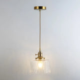 Retro Style Glass Pendant Ceiling Light - Gold Shaded Suspension Lighting For Restaurants / L