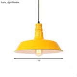 Retro Style Metal Barn Shade Hanging Lamp - 1 Bulb Ceiling Pendant In Pink/Yellow Multiple Diameter