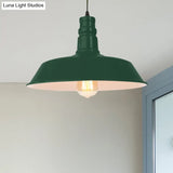 Retro Style Metal Barn Shade Hanging Lamp - 1 Bulb Ceiling Pendant In Pink/Yellow Multiple Diameter