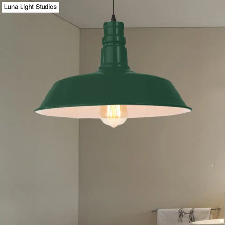 Retro Style Metal Barn Shade Hanging Lamp - 1 Bulb Ceiling Pendant In Pink/Yellow Multiple Diameter