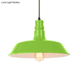 Retro Style Metal Barn Shade Hanging Lamp - 1 Bulb Ceiling Pendant In Pink/Yellow Multiple Diameter