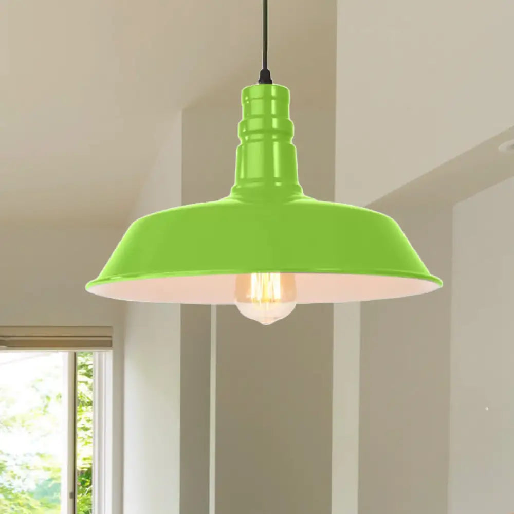 Retro Metal Barn Shade Hanging Lamp - Pink/Yellow 10/14/18 Diameter