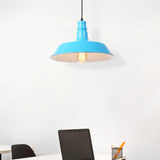 Retro Style Metal Barn Shade Hanging Lamp - 1 Bulb Ceiling Pendant In Pink/Yellow Multiple Diameter