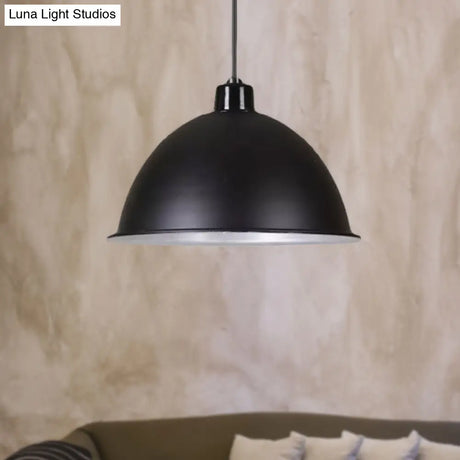Retro Style Metallic Hanging Light Pendant With Bowl Shade - Black/Silver