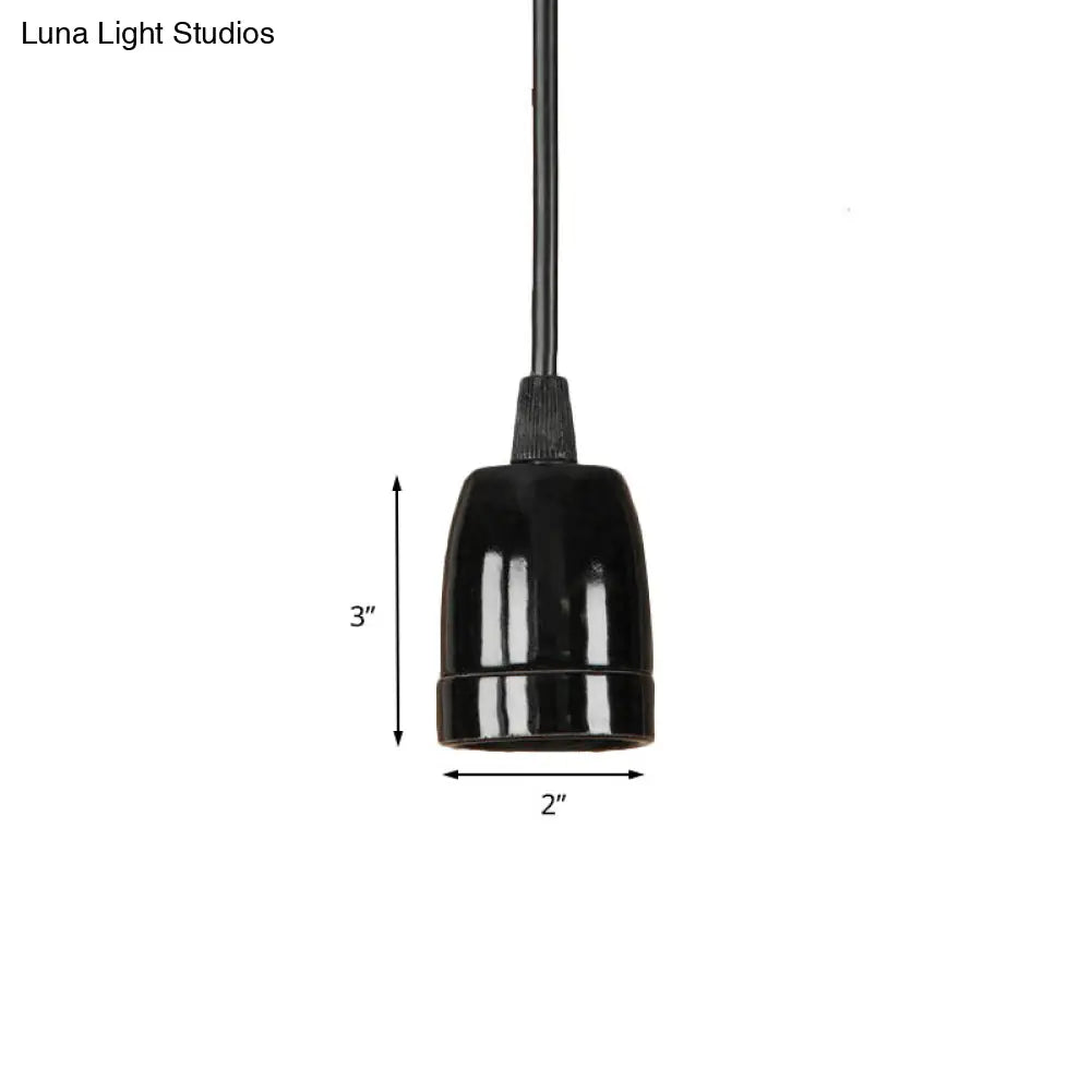 Retro Style 1-Head Mini Pendant Light: Adjustable Cord Black/Red Ceramic Ceiling Hanging