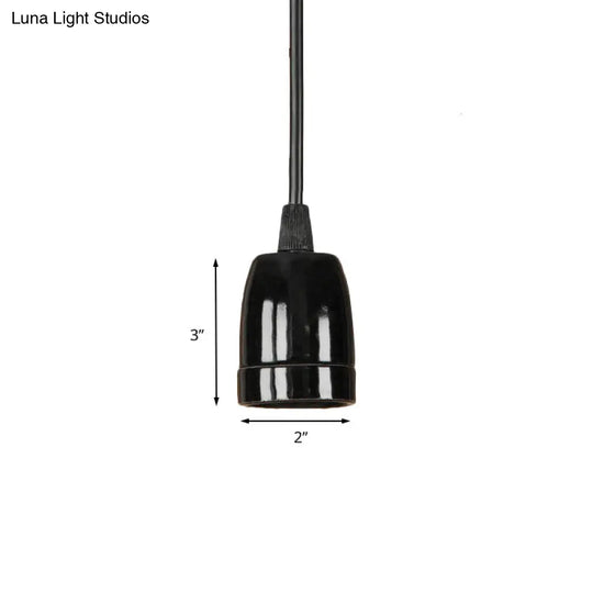 Retro Style 1-Head Mini Pendant Light: Adjustable Cord Black/Red Ceramic Ceiling Hanging