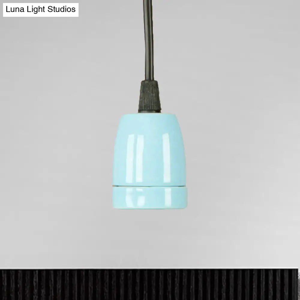 Retro Style 1-Head Mini Pendant Light: Adjustable Cord Black/Red Ceramic Ceiling Hanging