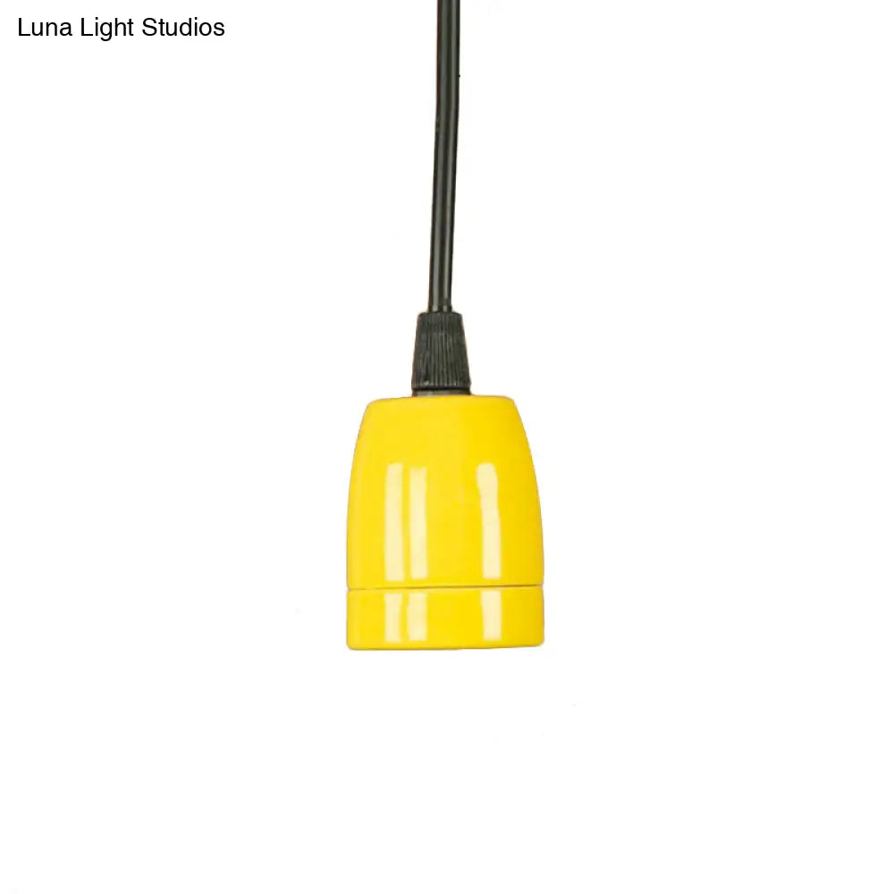 Retro Style Mini Hanging Pendant Light - Adjustable Cord Black/Red Ceramic Ceiling Fixture