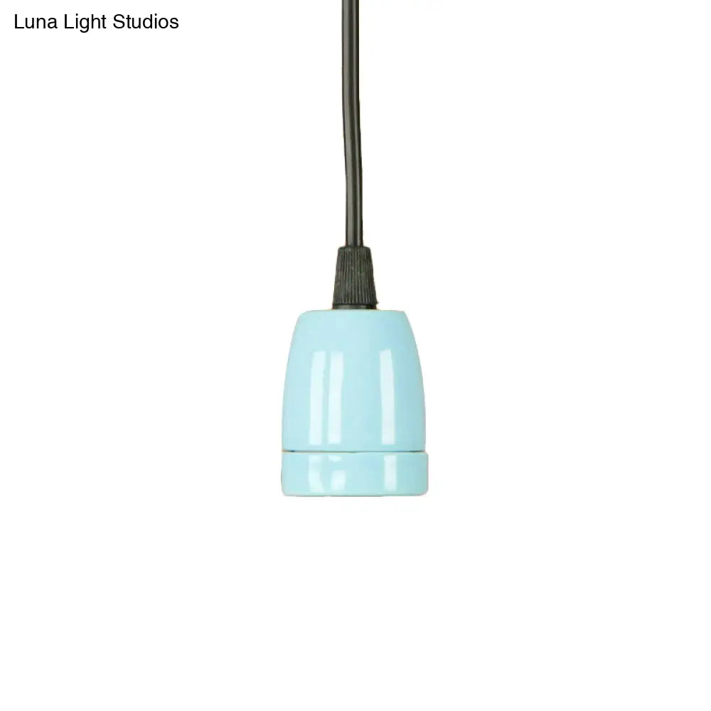 Retro Style 1-Head Mini Pendant Light: Adjustable Cord Black/Red Ceramic Ceiling Hanging