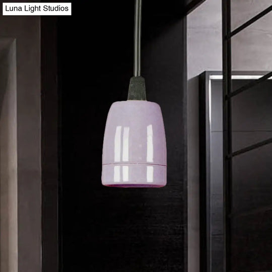 Retro Style Mini Hanging Pendant Light - Adjustable Cord Black/Red Ceramic Ceiling Fixture