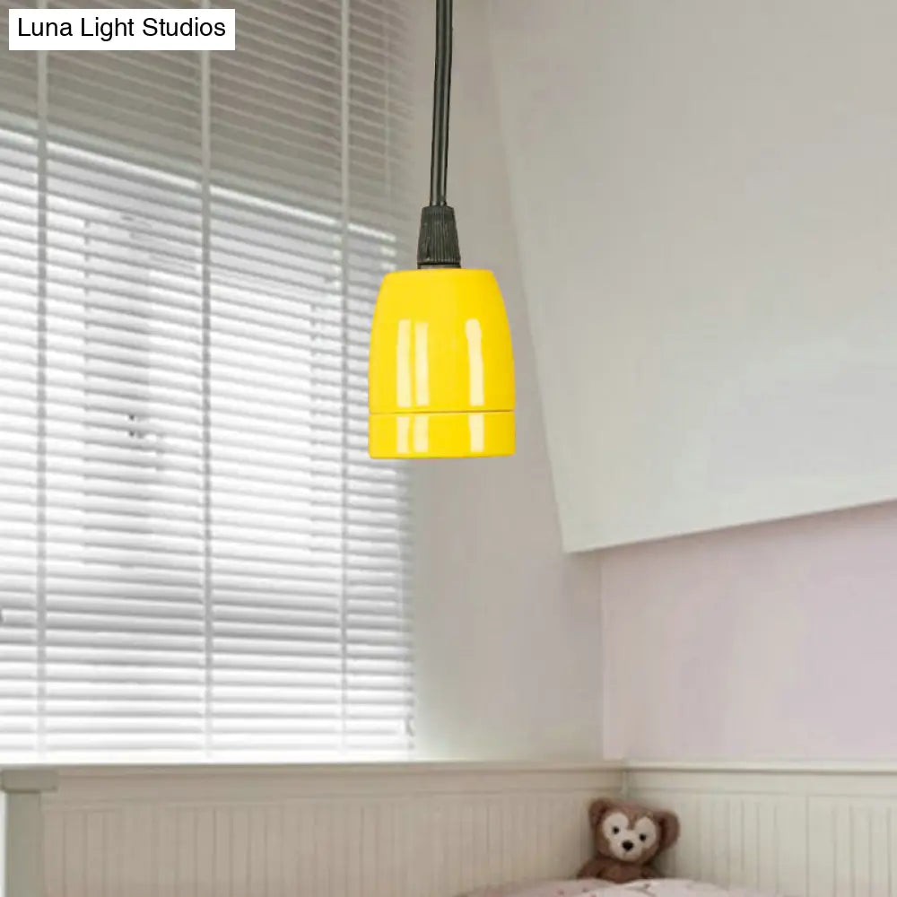 Retro Style 1-Head Mini Pendant Light: Adjustable Cord Black/Red Ceramic Ceiling Hanging