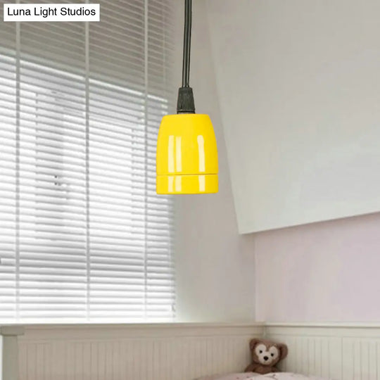 Retro Style 1-Head Mini Pendant Light: Adjustable Cord Black/Red Ceramic Ceiling Hanging
