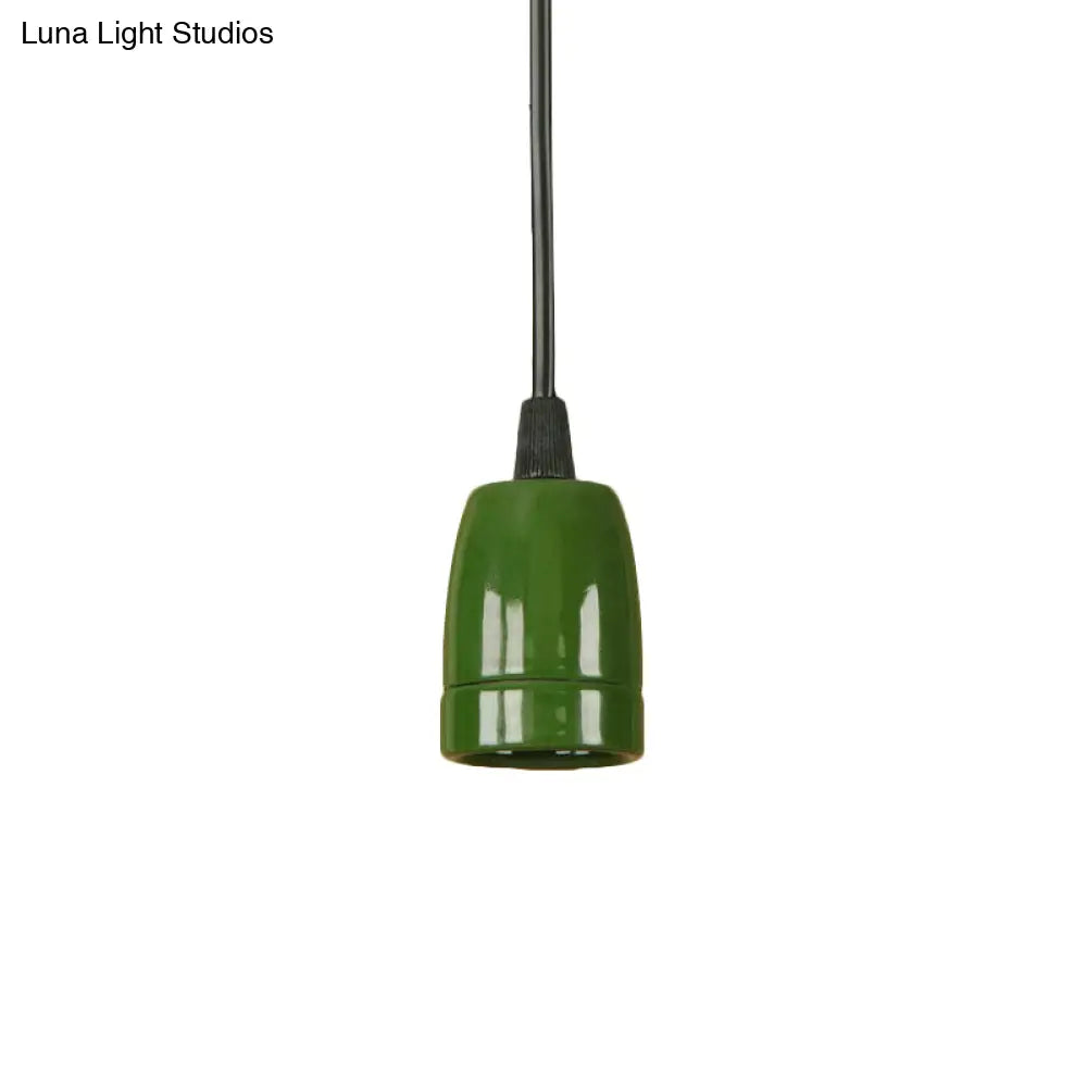 Retro Style Mini Hanging Pendant Light - Adjustable Cord Black/Red Ceramic Ceiling Fixture