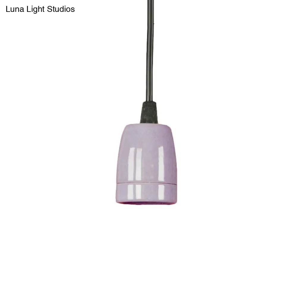 Retro Style 1-Head Mini Pendant Light: Adjustable Cord Black/Red Ceramic Ceiling Hanging Purple