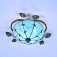Retro Style Stained Glass Ceiling Light Fixture - Bowl-Shaped 3 Bulbs Flushmount