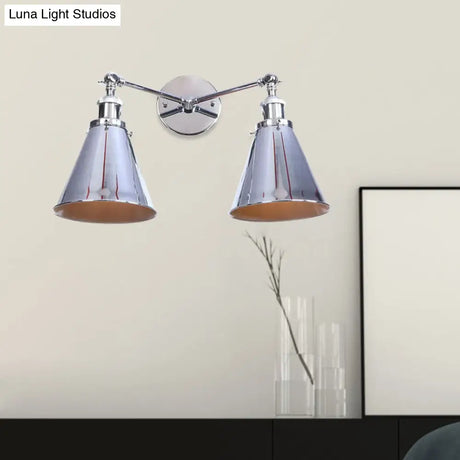 Retro Style Wall Sconce With Black/Copper Shade - Ideal For Restaurants 2 Lights Metal Fixture