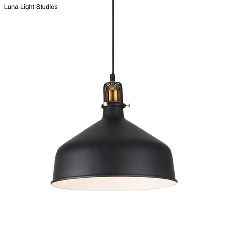 Retro Stylish 1-Bulb Pendant Light: 8’/12’ Width With Barn Shade Metal Ceiling Fixture For