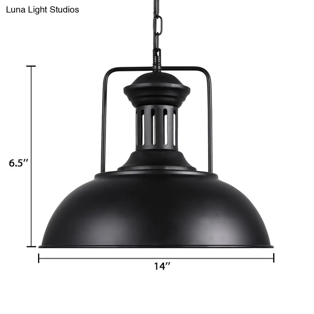 Retro Stylish Metal Pendant Lighting - 1 Bulb 13’/14’/16’ Diameter Bowl Black/White Inner/White