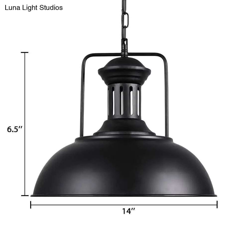 Retro Stylish Metal Pendant Lighting With 1 Bulb - Black/White Inner/White 13/14/16 Dia Bowl