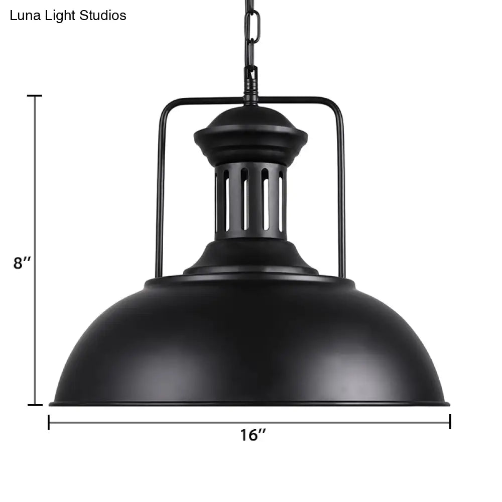 Retro Stylish Metal Pendant Lighting - 1 Bulb 13’/14’/16’ Diameter Bowl Black/White Inner/White