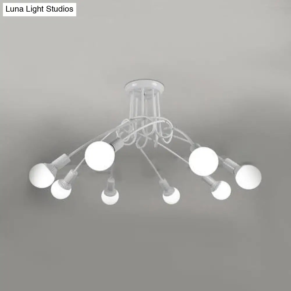 Retro Twist Arm Semi Flush Mount Ceiling Light - 3/5-Head Stylish Kitchen Lighting In Black/White 8