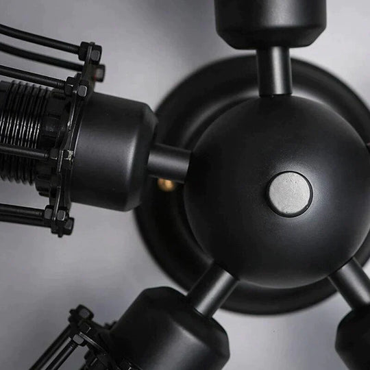 Retro Vintage Black 5 Lights Grln Ceiling E27 Lamp Fixtures For Home Bedroom/Living Room/Bar/Cafe