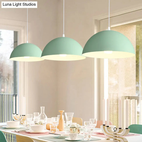 Ribbed Dome Metal Hanging Light - Nordic Minimalist Style Lamp For Restaurants