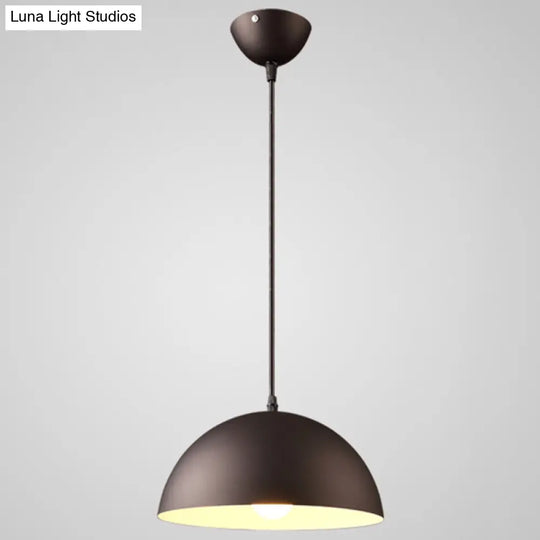 Ribbed Dome Metal Hanging Light - Nordic Minimalist Style Lamp For Restaurants Black / 12’