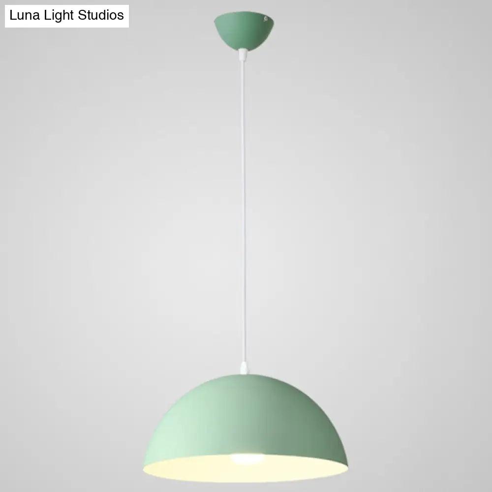 Ribbed Dome Metal Hanging Light - Nordic Minimalist Style Lamp For Restaurants Green / 12’