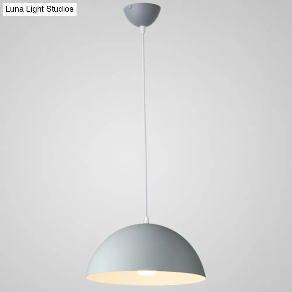 Ribbed Dome Metal Hanging Light - Nordic Minimalist Style Lamp For Restaurants Grey / 12’