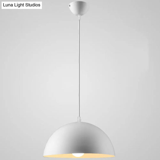 Ribbed Dome Metal Hanging Light - Nordic Minimalist Style Lamp For Restaurants White / 14’
